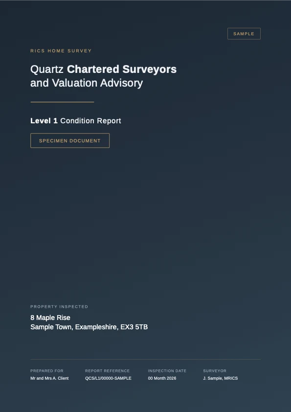 Cover of the Sample RICS Level 1 Condition Report