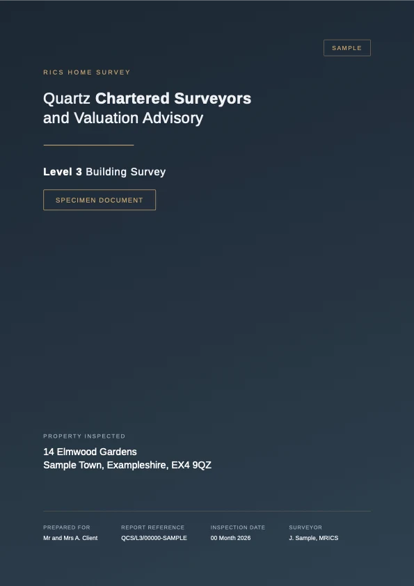 Cover of the Sample RICS Level 3 Building Survey